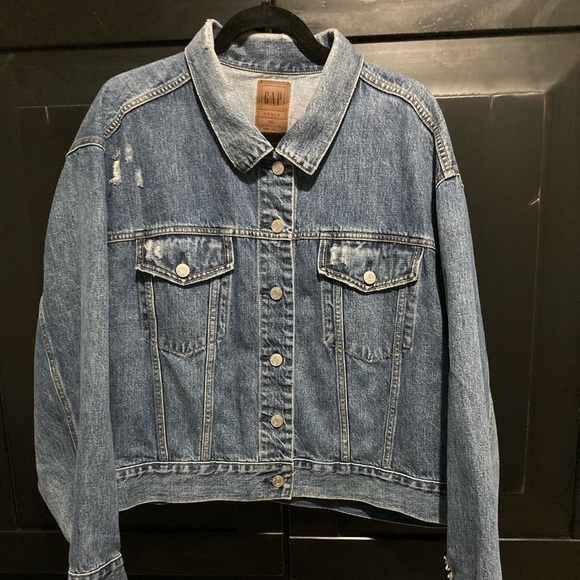 Gap Distressed Denim Dolman Icon Jacket XXL - Picture 7 of 8
